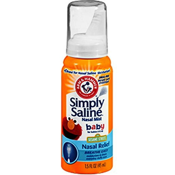 2 Pack Arm and Hammer Simply Saline Baby Nasal Relief Mist 1.5 Ounce
