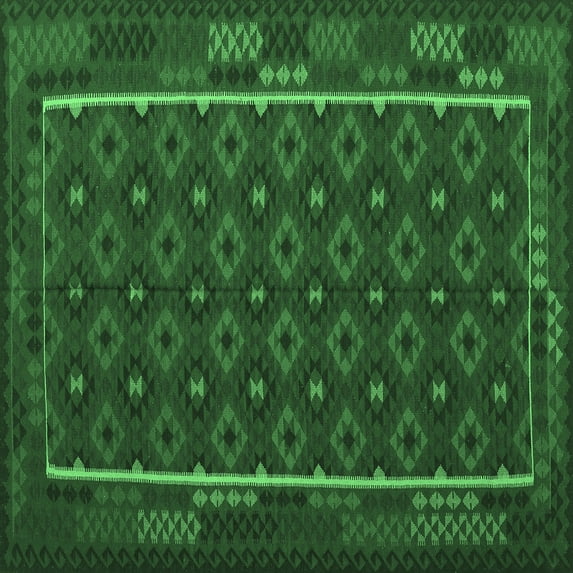 Ahgly Company Indoor Square Oriental Emerald Green Traditional Area Rugs, 7' Square