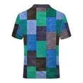 thumbnail image 4 of Bibifish Mens Polo Shirts Multi Color Square Block Patch Shirts Mens Spring Summer Daily Outdoor Wear Tops, 4 of 5
