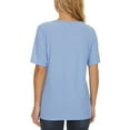 thumbnail image 3 of Sky Blue L WIZUTIZ Womens Tops up to 65% Off Casual Fluffy Cotton Linen Tee Crew Neck Athletic Solid Tshirts Vintage Ladies Shirts Retro Oversize Tops Blouse Flowy Cotton Blend Short Sleeve, 3 of 5