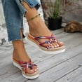 thumbnail image 3 of Espadrilles for Women Bow Slide Sandals Strappy Wedge Platform Heels Casual Summer Dressy Flip Flops Red Size 10, 3 of 7