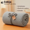 thumbnail image 2 of Cobija King Size Bluelander, Diseño de Cuadros, Franela 100% Poliéster Ultrasuave, Gris, 2 of 5