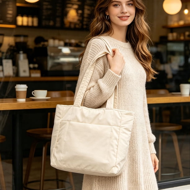 Women's Crossbody Bag Casual Waterproof Nylon Bag Solid Color Large Tote Shoulder Bag Large Capacity Daily Bag
