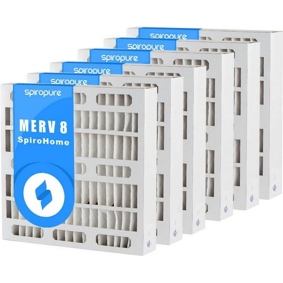 SpiroPure 9.5x16.5x4 MERV 8 Pleated Filter Air Filters - Made in USA (6 Pack)