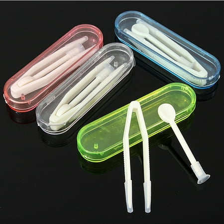 Portable Contact Lens Stick Tool Case Set ( Inserter/Remover+Tweezer with Soft Tip