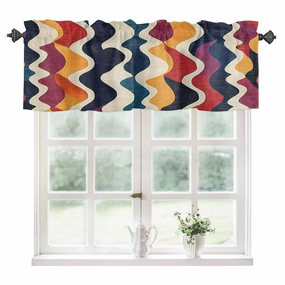 Modern Moire Kitchen Valances for Windows 42x12 Inch Kitchen Curtains Valances Rod Pocket Minimalist Contemporary Vintage Bathroom Window Valances for Window Treatment Decor