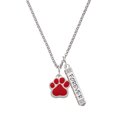thumbnail image 1 of Delight Jewelry Silvertone Large Red Paw Silvertone Forever Bar Charm Necklace, 23", 1 of 4