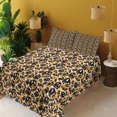 thumbnail image 2 of Ambesonne Emoji Fitted & Top Sheet Set with Sham, Retro Plaid Bolts and Faces, Orange White and Black, 2 of 5