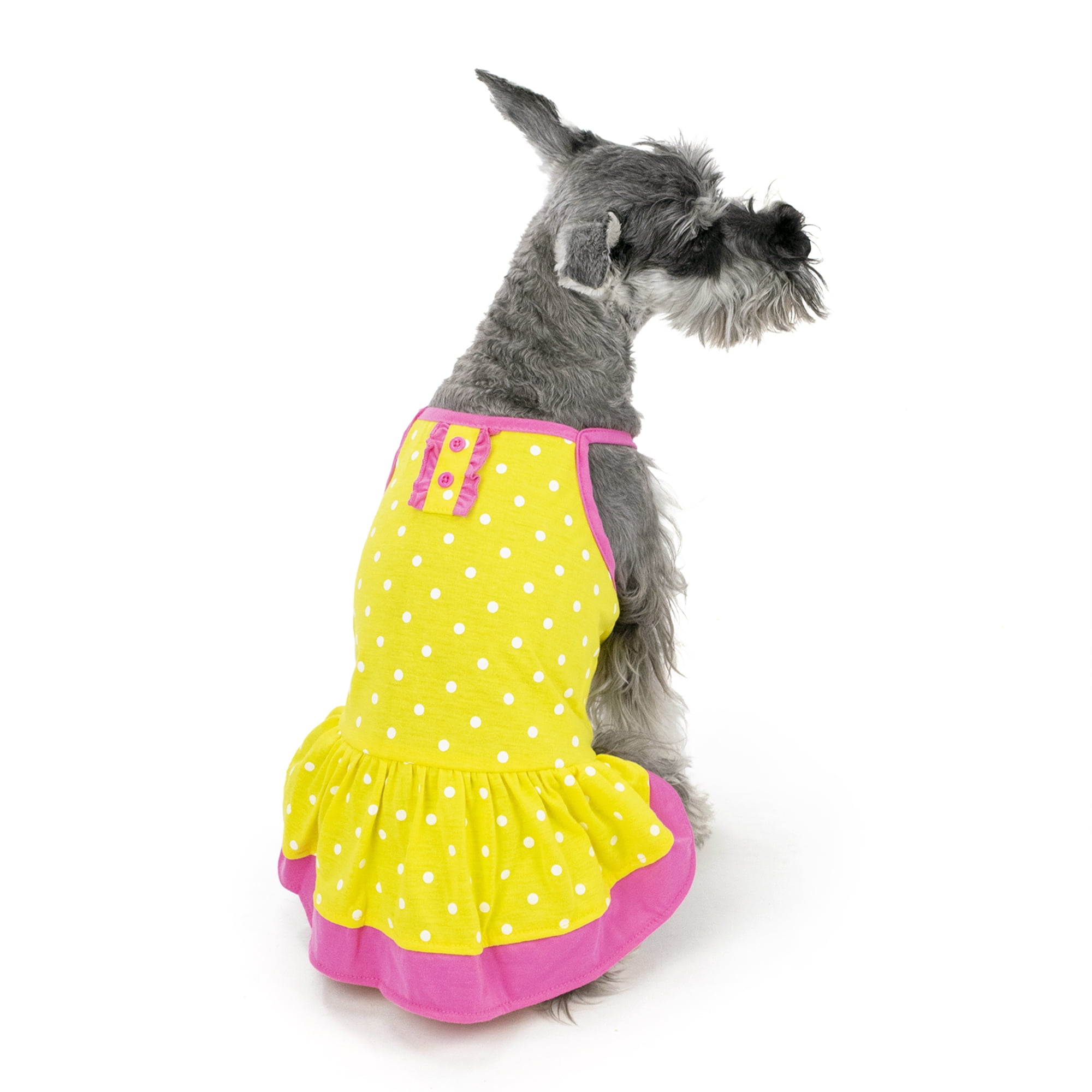 Vibrant Life Yellow Polka Dot Dog Dress, Medium