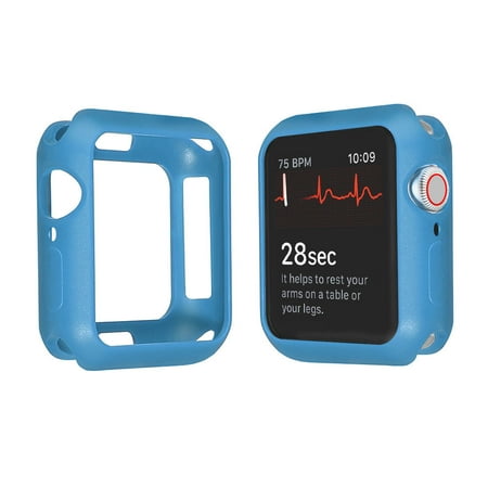 Compatible with Apple Watch Case 38mm 42mm 40mm 44mm, Soft Silicone Shockproof and Shatter-Resistant Protective Bumper Cover Case iwatch Series 5 4 3 2 Case91 (Sky Blue, 38mm)