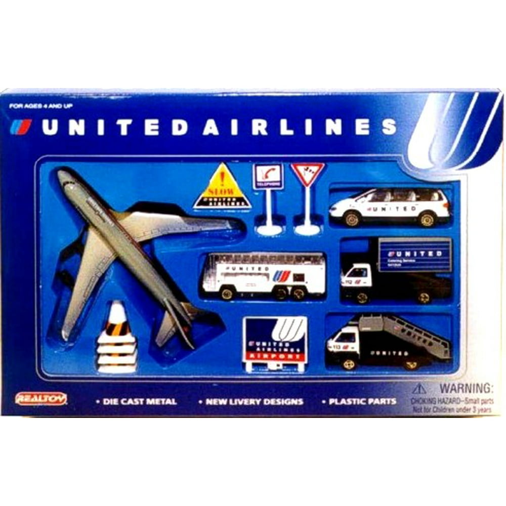 United Airlines B747 Die Cast Playset (12pc Set)