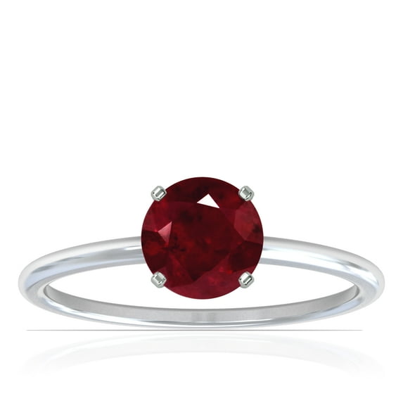 GemsNY July Birthstone - Dainty Round Four Prong Ruby Solitaire Ring (Grade - AA | 0.65cts.)