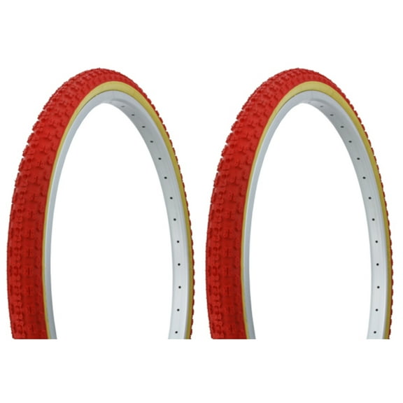 Tire set. 2 Tires. Two Tires Duro 26" x 1.75" Red/Gum Side Wall HF-143G