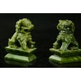 thumbnail image 2 of Rare Pair of 100% Chinese Natural Green Jade Hand  Statues fo Dogs and Lions, 2 of 13