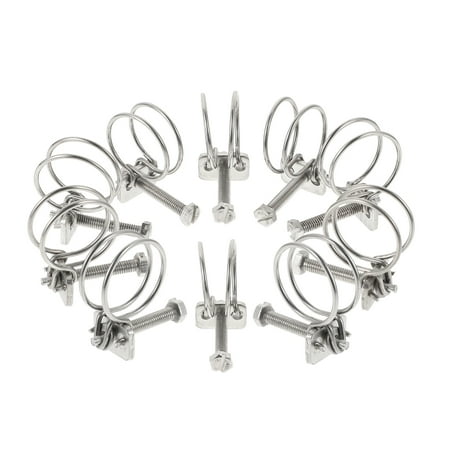 

Etereauty 10Pcs Double Steel Wire Stainless Steel Hose Clamps Water Pipe Clips Tube Clamps