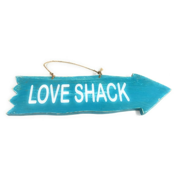 Arrow Sign "Love Shack" Wooden 12" X 4" - Blue | #snd25099b