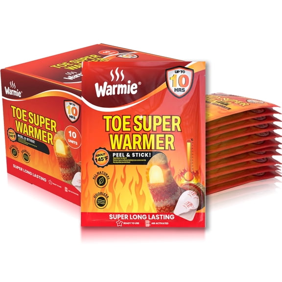 Warmie Super Toe Warmers, Ultra-Thin Long-Lasting Air-Activated Heat Packs, Higher Temperature, 10 Pairs(20 units), Premium Materials & Korean Tech