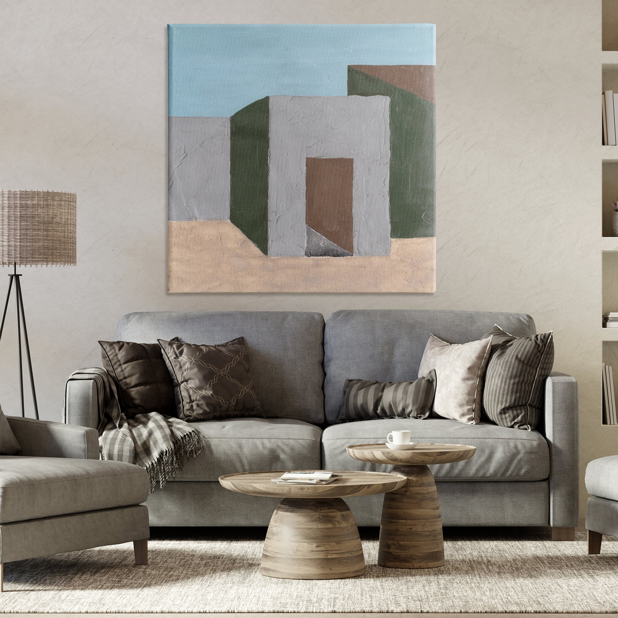 Stupell Industries Geometric Desert House Buildings & Architecture Painting Wrapped Canvas Art Print Wall Art, 36 x 36