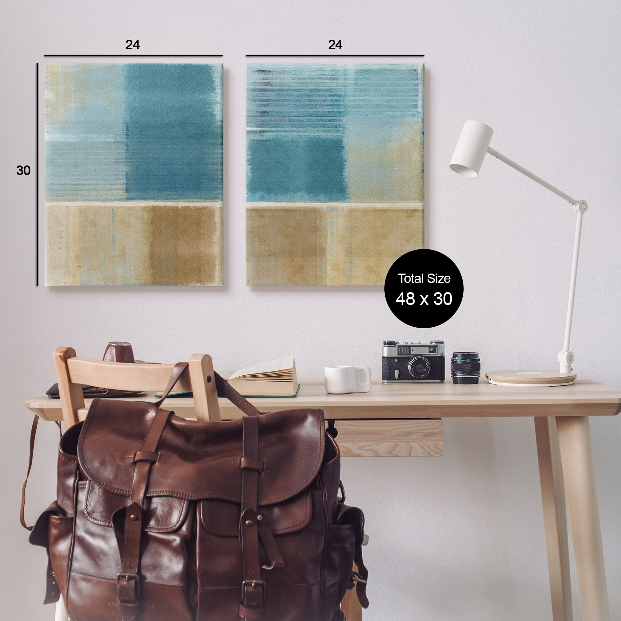 Stupell Industries Brown & Blue Abstraction Abstract Painting Gallery Wrapped Canvas Art Print Wall Art, 24 x 30, Set of 2