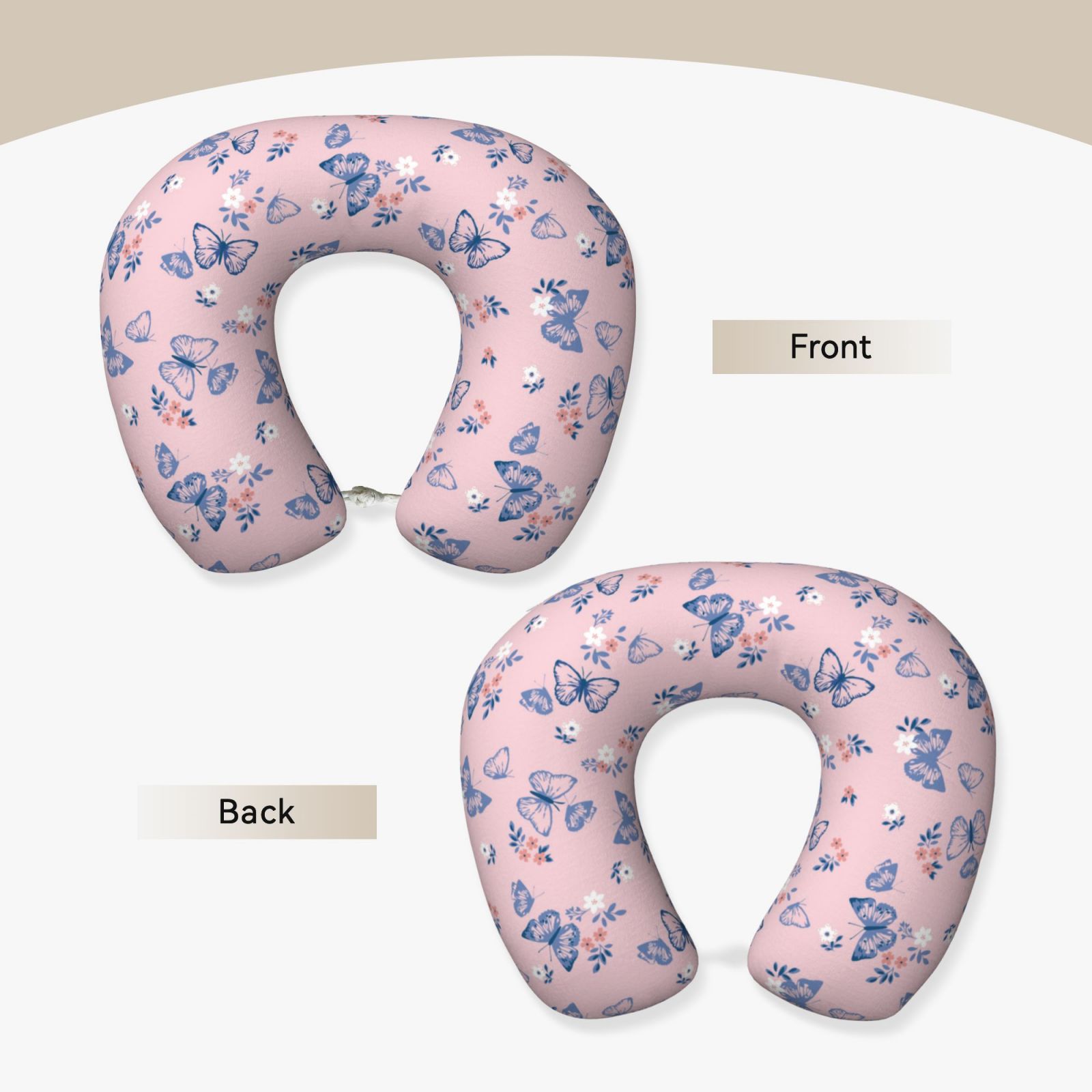 Xecao Butterfly Print Memory Foam Cervical Neck Pillow Versatile U-Shaped Pillows for Home,Office,Camping,Travelling,Soft Washable Cover