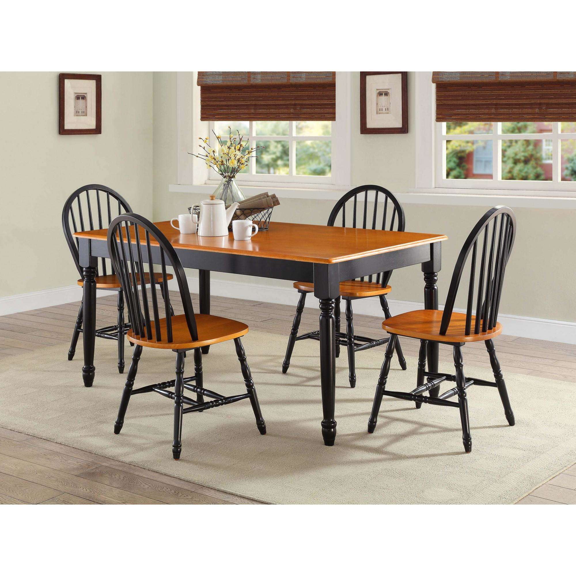 Better Homes And Gardens Autumn Lane Windsor Solid Wood Chairs Set Of 2 Black And Oak Walmart Com Walmart Com