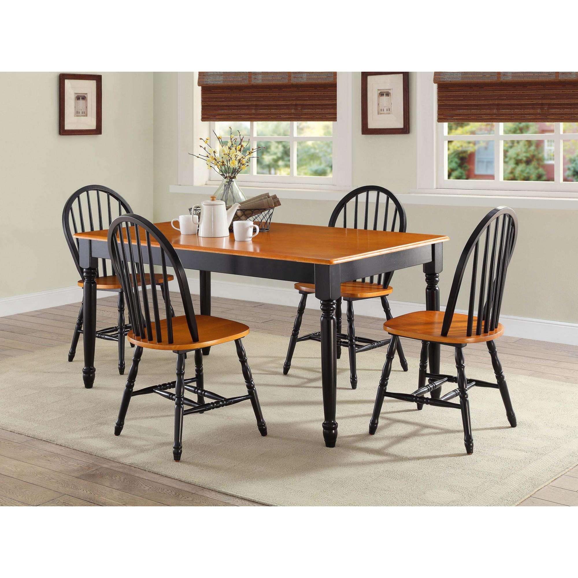 Better Homes and Gardens Autumn Lane Windsor Solid Wood Chairs, Set of 2, Black and Oak - image 6 of 8