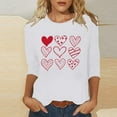 thumbnail image 5 of 3/4 Length Sleeve Tops for Women Cute Hearts Printed Valentines Day Holiday Tees Long Sleeve Crewneck T-shirts (5XL, White #C), 5 of 5