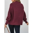 thumbnail image 4 of Eytino Pullover Sweaters for Women Sweaters Solid Oversized Crewneck Loose Fit Lantern Long Sleeve Cable Knit Pullover Sweater Tops Red, 4 of 10