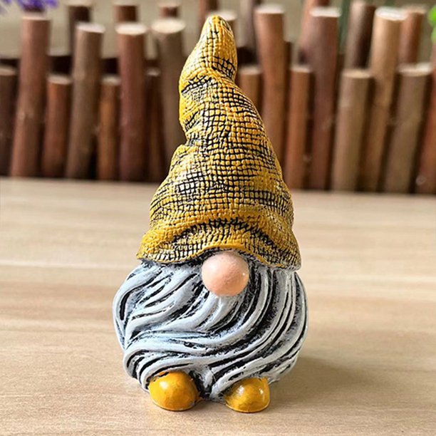 Adorno De Estatua Figura de enano de gnomo, lindas esculturas de arte, accesorios de paisaje para jardín (amarillo) Wdftyju Libre de BPA
