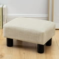 thumbnail image 2 of Small Rectangle Foot Stool, PU Linen Fabric Footrest Ottoman with Non-Skid Plastic Legs, Modern Rectangle Footrest Small Step Stool Ottoman for Couch, Desk, Office, Living Room, Beige, 2 of 15