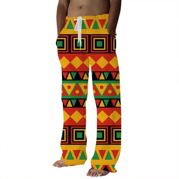 SGMVNU Pantalons Décontractés pour Hommes - Style Africain Mode Pantalons Décontractés pour Saisons Printemps & Été, Pantalons Légers, Pantalons Légers Respirants (Taille P, Orange)