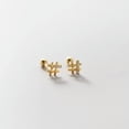 thumbnail image 5 of K-KED 925 Sterling Silver Plain Crystal # Mark Stud Earrings Simple Studs-Gold, 5 of 6