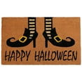 thumbnail image 2 of Northlight Wicked Witch Shoes Happy Halloween Coir Outdoor Doormat - 30" - Orange and Black, 2 of 6