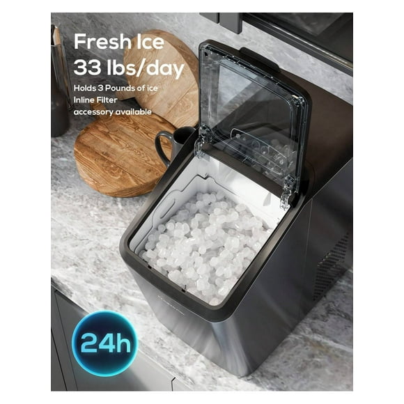 Freezimer DreamiceX2 | Nugget Ice Maker Countertop with Chewable Sonic Ice | Self-Cleaning Quiet Thick Insulation with Waterline | Pebble Ice Machine
