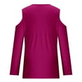 thumbnail image 4 of Blmnix Purple Cute Tops for Ladies Blouse Long Sleeve V-Neck Solid Cut Out Trendy Fall Tops, 4 of 5