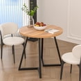 thumbnail image 4 of VECELO 35.4" Round Dining Table, Small Kitchen Table with Sturdy Metal Base, Dining Room Table for 2 to 4 Person, Walnut, 4 of 7