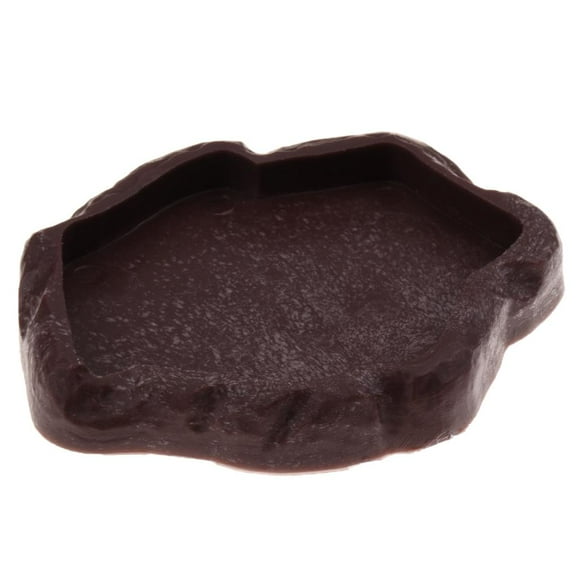 Tachiuwa Reptile Tortoise Gecko Feeding Bowl Food Water Resin Dish Bowl Brown S