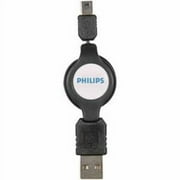 Philips USB A to B Retractable Cable