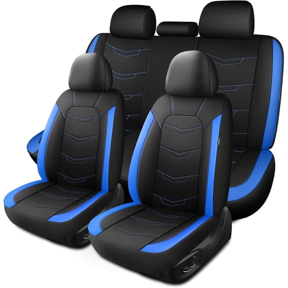 Seat Covers,Sport and Breathable Car Seat Covers,Anti-Slip Universal Fit Car Seat Covers Full Set for Cars Sedans SUV and Truck(Full Seat,Black Blue,N2)