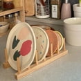 thumbnail image 3 of Wooden Dish Drainer,Dish Rack, Wooden Plate Rack, Vertical Wooden Dish Drying Rack 6 Grids Pine Wood Dish Drying Rack with Stable Base for Plate, Cup, Pot Lid, Board, Tableware, Books, Wine Glass, 3 of 9
