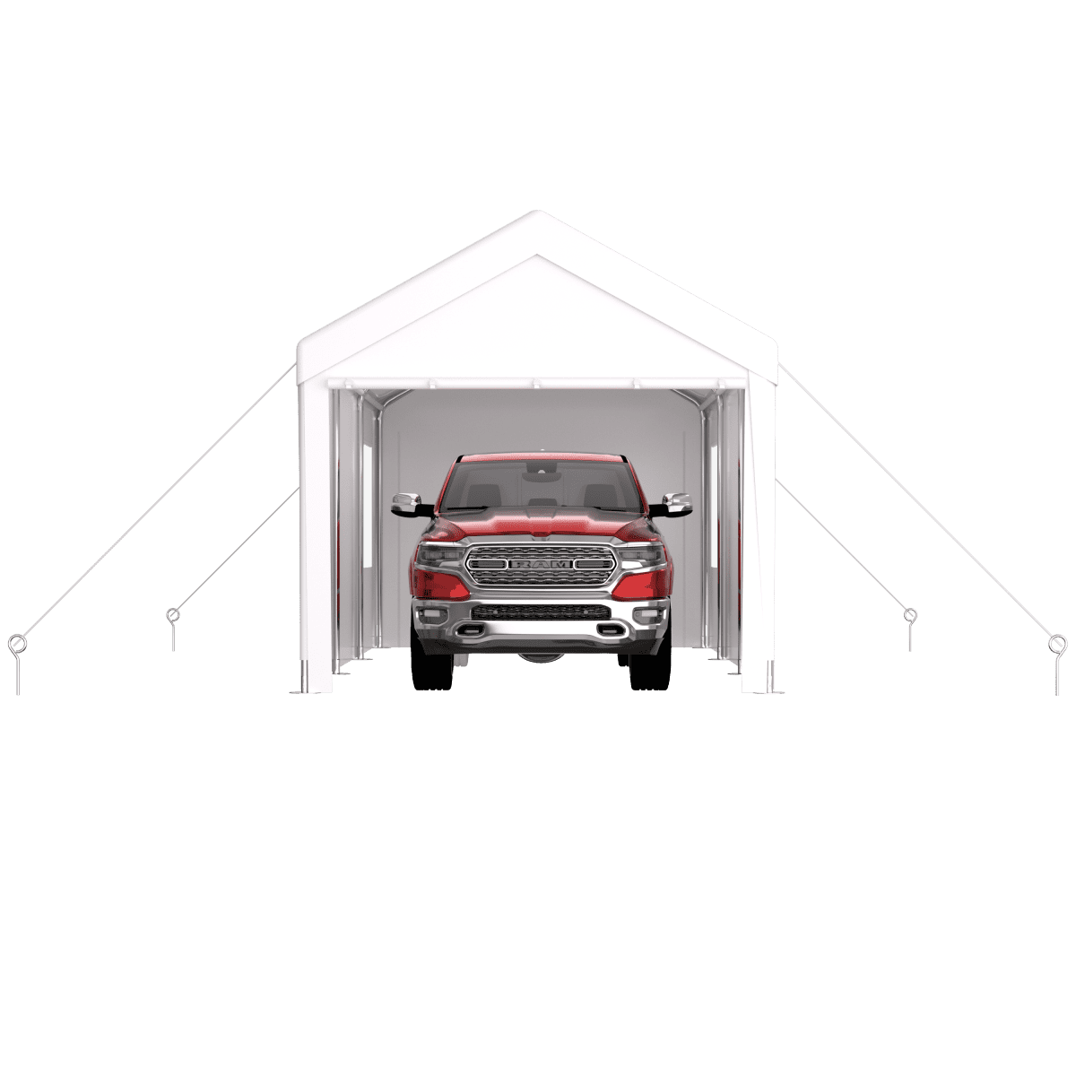 10' x 20' Heavy Duty Portable Carport Garage Canopy with 2 Roll-Up Doors &4 Ventilated Windows White for Car Truck Boat and Garden Tools