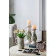 thumbnail image 5 of A&B Home White Ceramic Pillar Candleholder with Green Floral Motif 4.7" x 4.7" x 10", 5 of 6