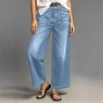 thumbnail image 3 of SAWOBUUN Women Wide Leg Jeans Straight Leg Stretchy Jeans High Waisted Loose Fit Denim Pants with Pockets, 3 of 8