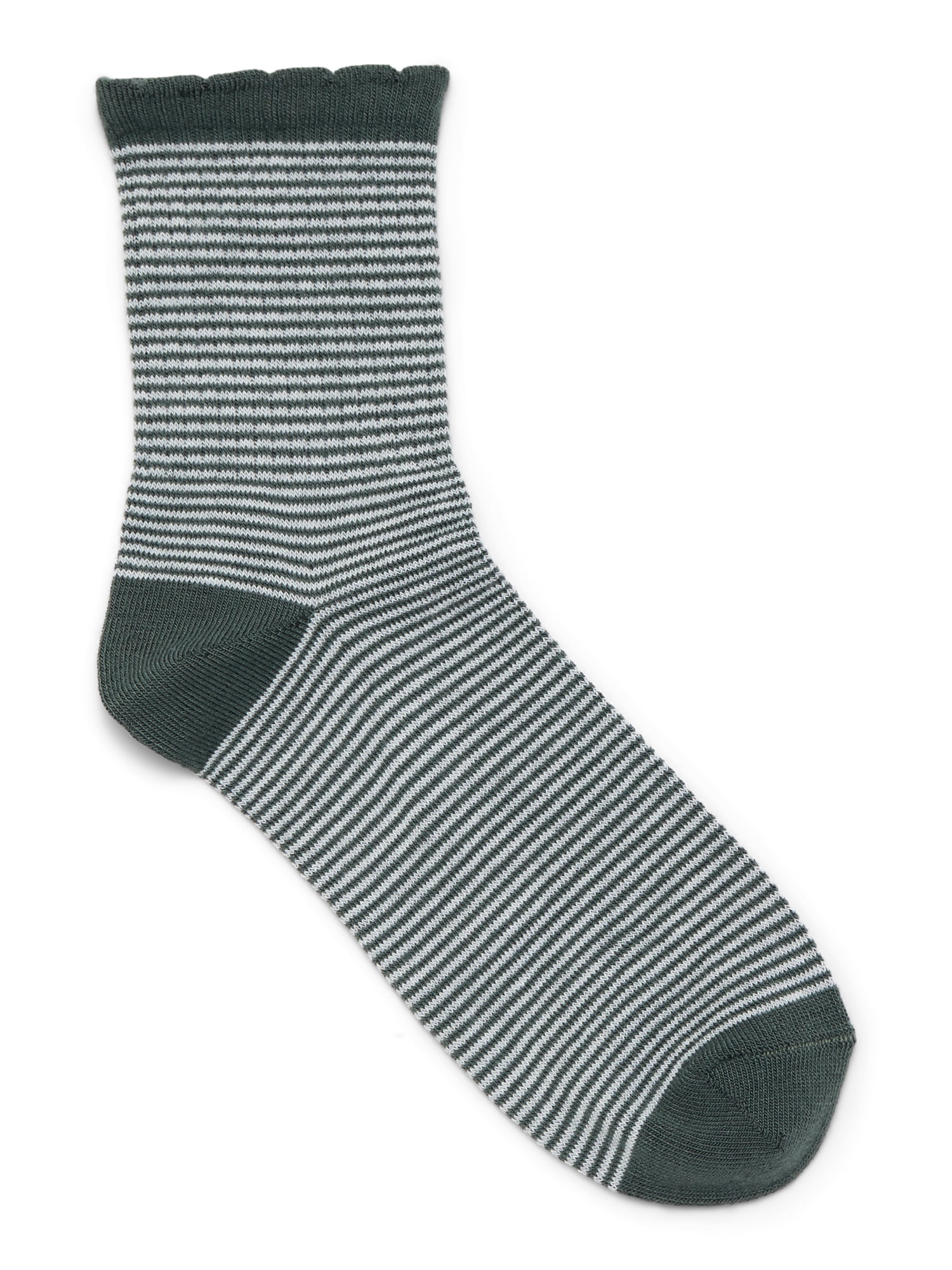 No Boundaries Women's Embroidered Scallop Edge Mid-Crew Socks, 6-Pack, Size 4-10