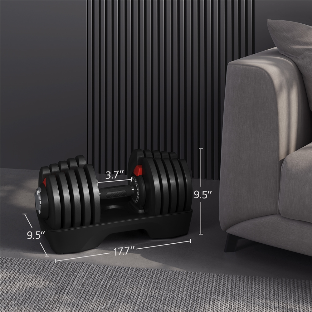 Renwick 16-in-1 Quick-adjust Dumbbell Set with Tray, Black