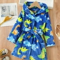 thumbnail image 1 of Boys Flannel Cartoon Dinosaur Pattern Casual Bathrobe, 1 of 2