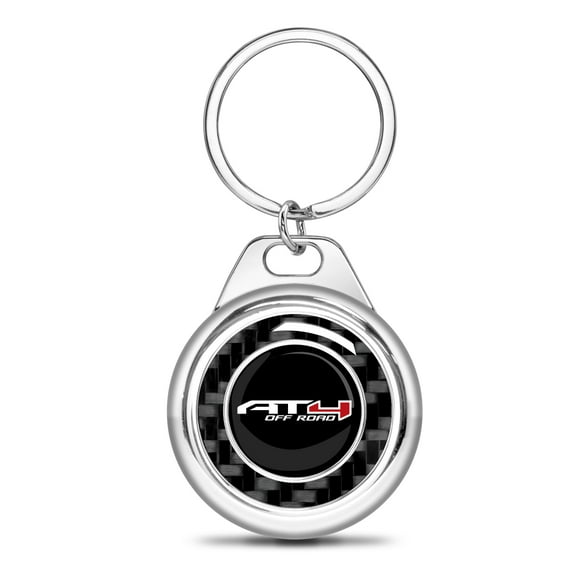 iPick Image for GMC AT4 Real Black Carbon Fiber Chrome Roundel Metal Case Key Chain, Official Licensed