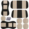 thumbnail image 2 of Tignapoo Universal 9-Piece Car Seat Cover Set for All Seasons - Available in Two Beige Styles, Durable Cotton Material, Easy to Install, Breathable and Comfortable for Year-Round Use, 2 of 7
