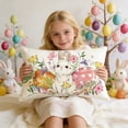 thumbnail image 6 of Easter Floral Tulip Garland Bunny Throw Pillow Cover, 12 x 20 Inch Spring Rabbit Holiday Cushion Case Decoration for Sofa Couch, 6 of 6