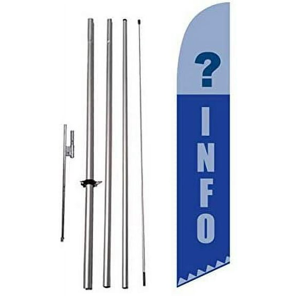 ? Info Information 15ft Feather Banner Swooper Flag Kit - INCLUDES 15FT POLE KIT w/GROUND SPIKE